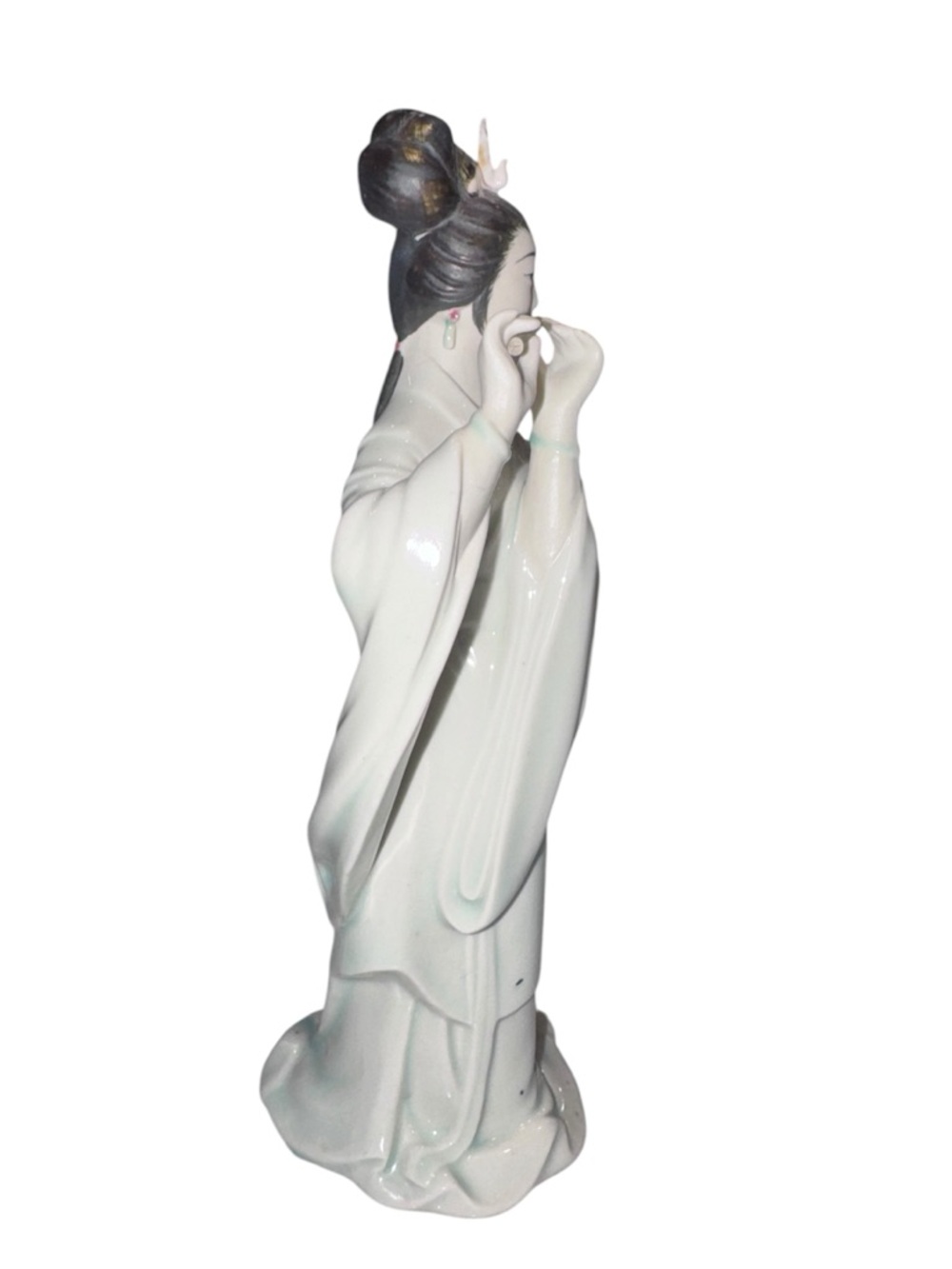 Source Unknown Cream Ceramic Geisha Figurine Playing Flute - Picture 3 of 8
